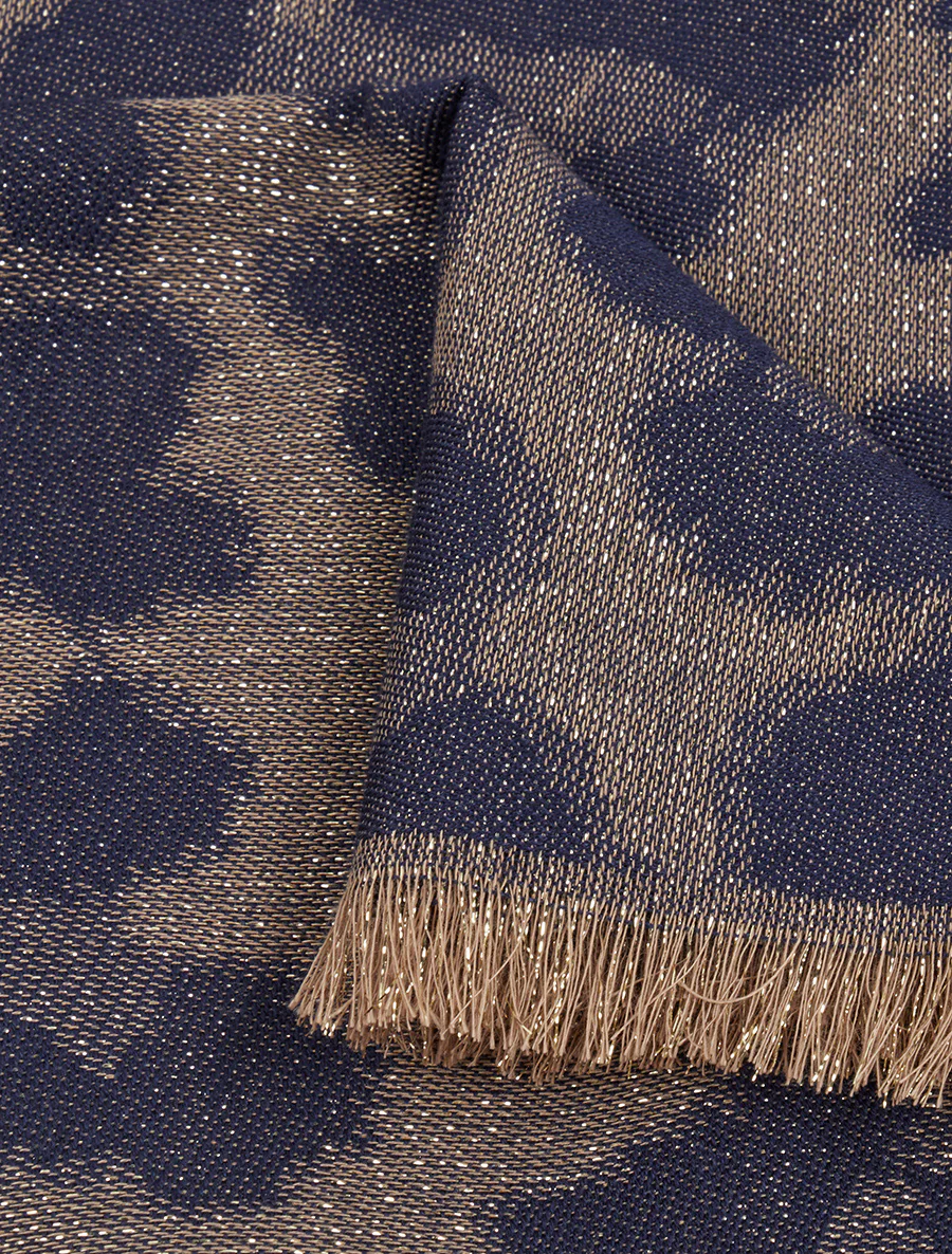 Foulard imprimé léopard irisé à bords effilochés - Marine - Image 3