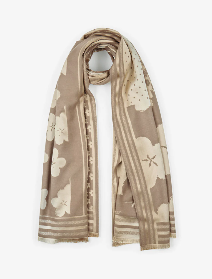 Foulard irisé à imprimé floral - Taupe