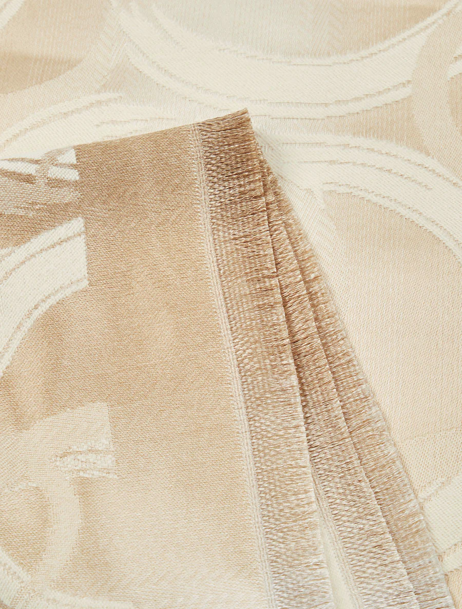 Foulard irisé à imprimé graphique - Beige - Image 3