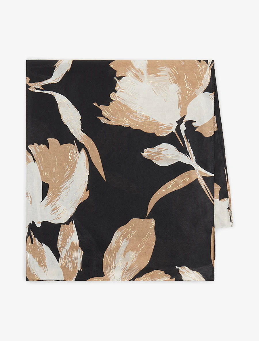 Foulard irisé à motif floral - Noir - Image 2
