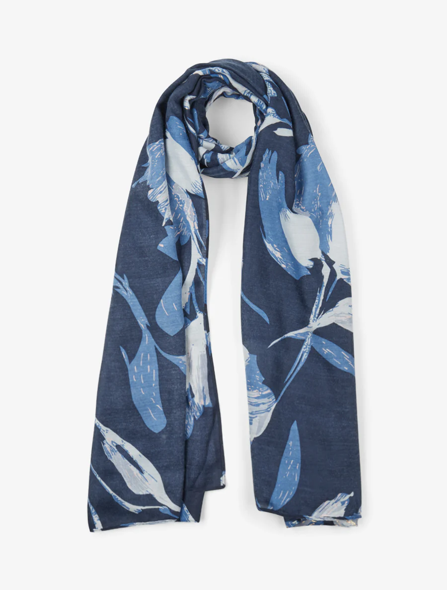 Foulard irisé à motif floral - Marine