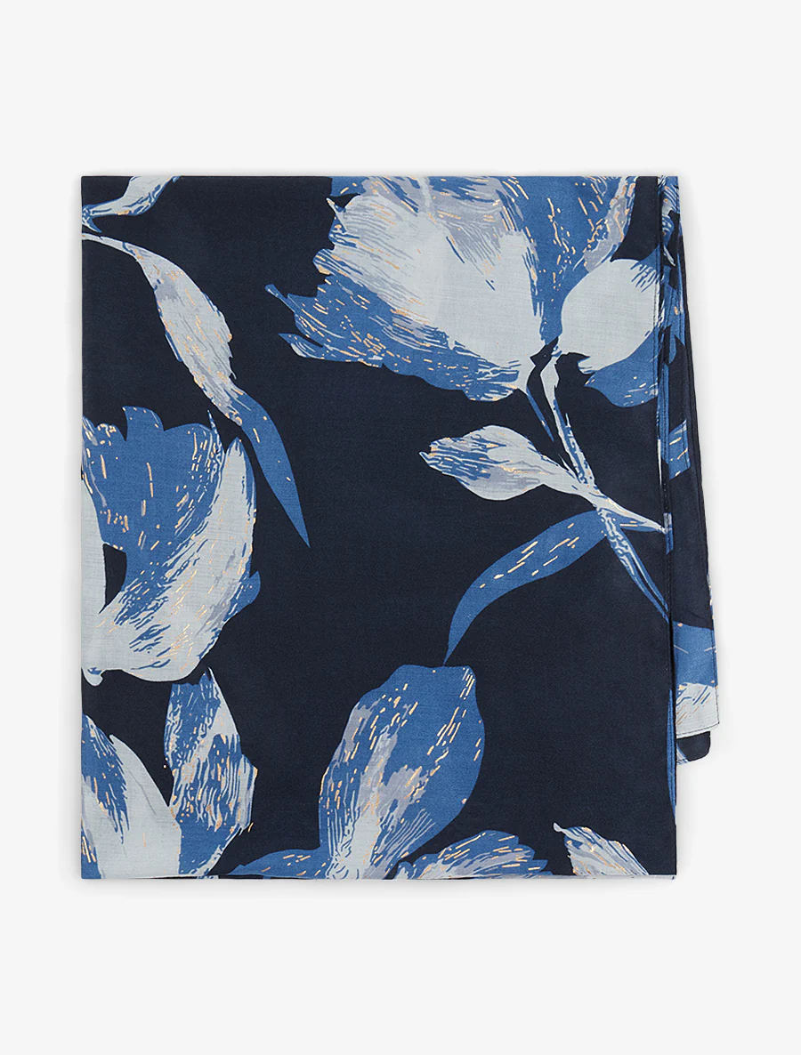 Foulard irisé à motif floral - Marine - Image 2
