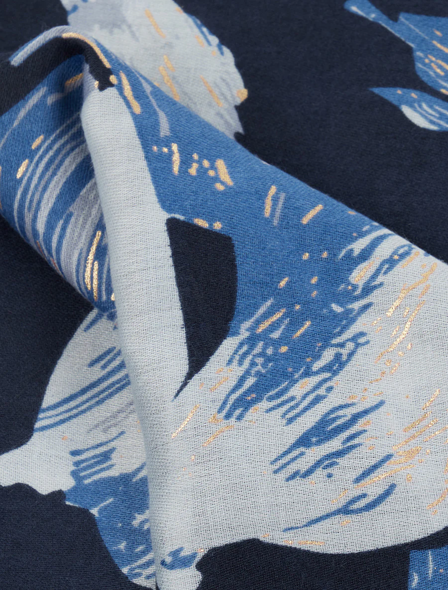Foulard irisé à motif floral - Marine - Image 3