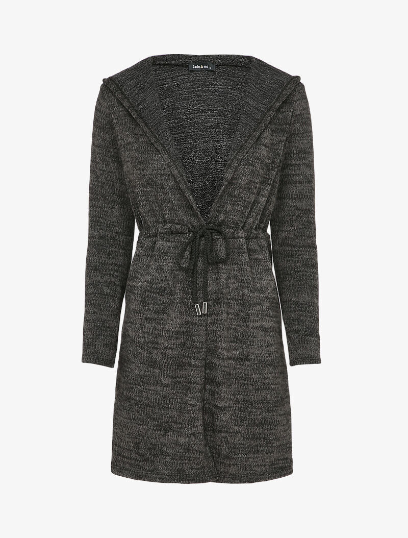 Gilet à capuche à liens à nouer - Noir