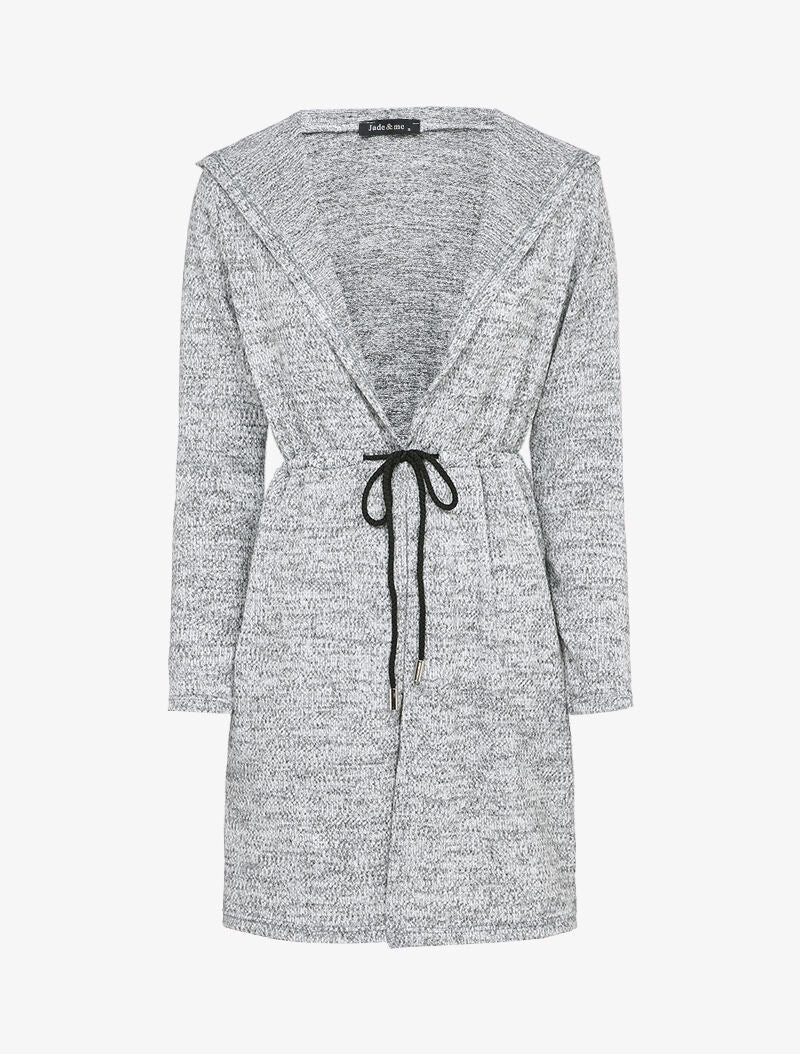 Gilet à capuche à liens à nouer - Gris chiné