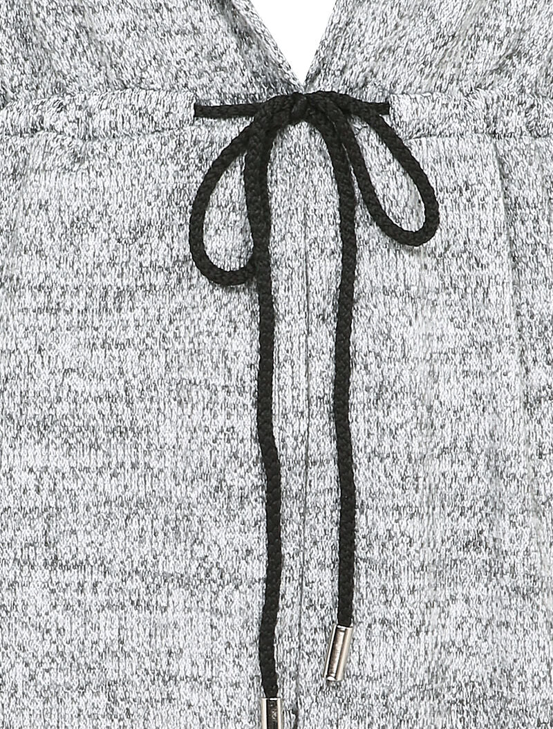 Gilet à capuche à liens à nouer - Gris chiné - Image 3