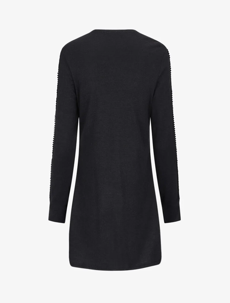 Gilet à manches en dentelle ajourée et perlées - Noir - Image 2