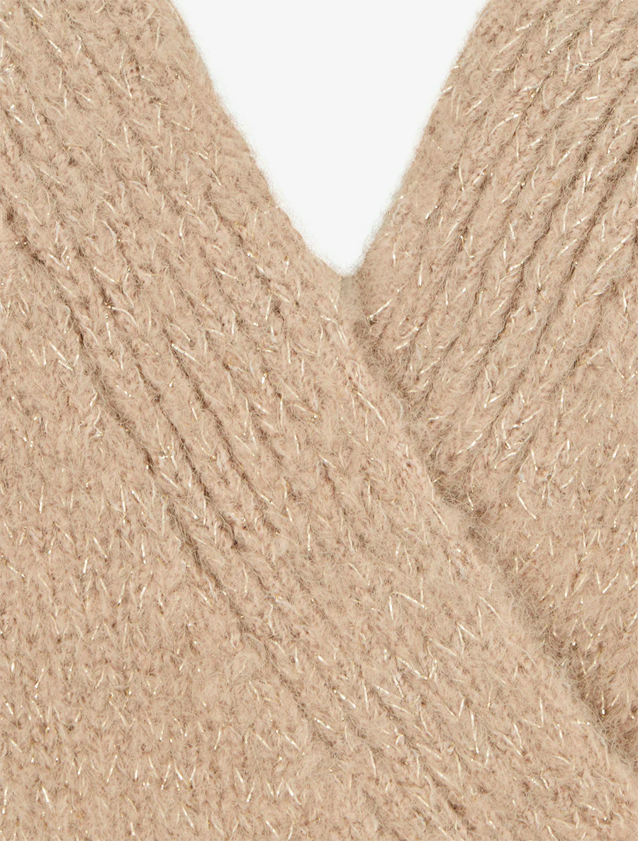Gilet à nouer à détail irisé - Camel clair - Image 3
