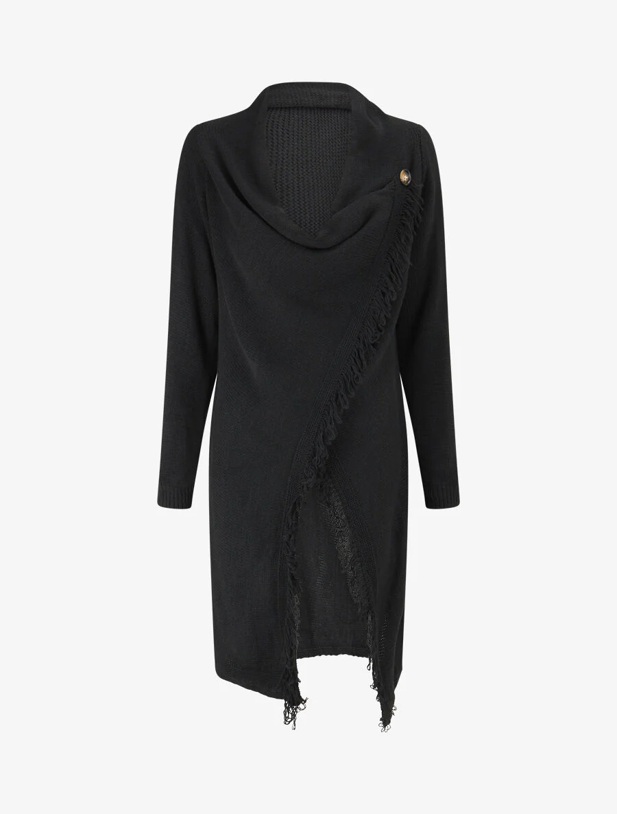 Gilet à pans asymétriques frangés - Noir