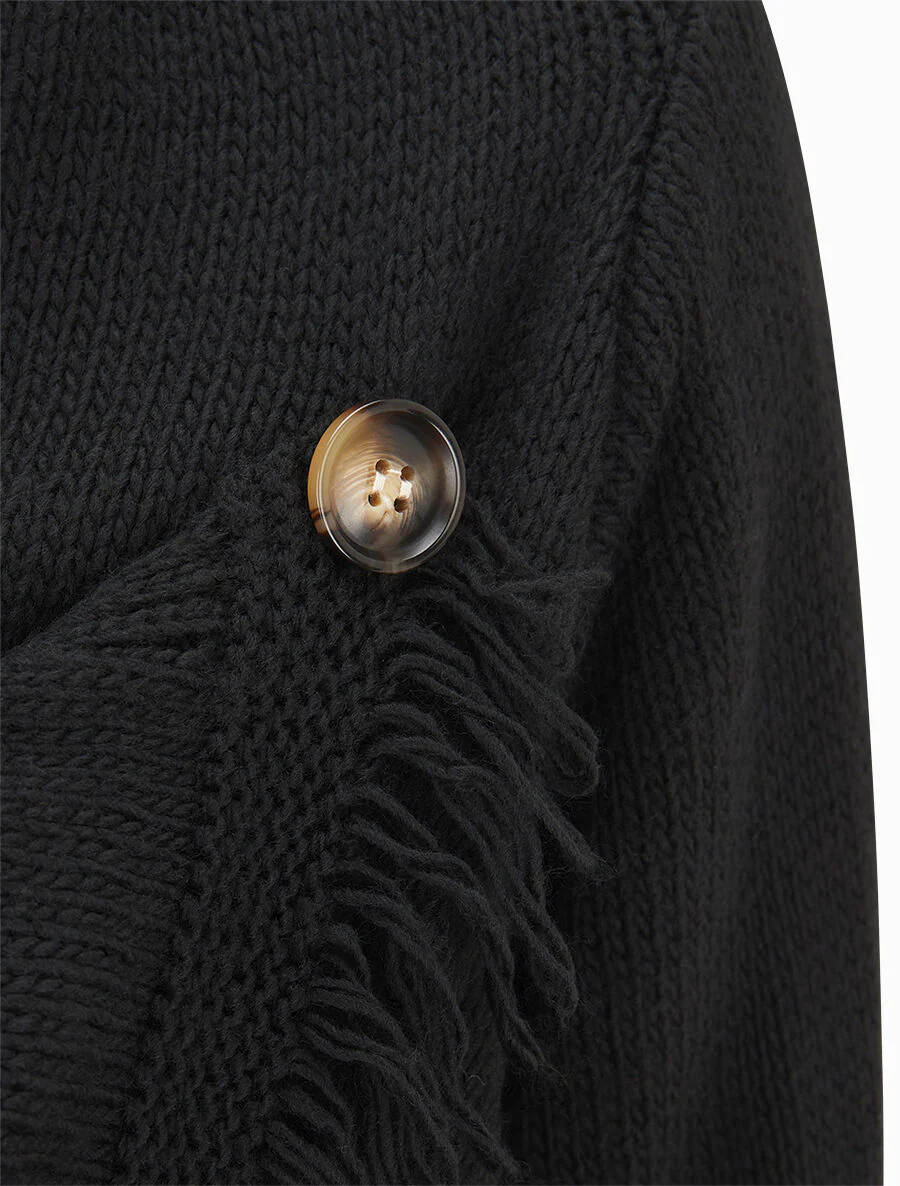 Gilet à pans asymétriques frangés - Noir - Image 3