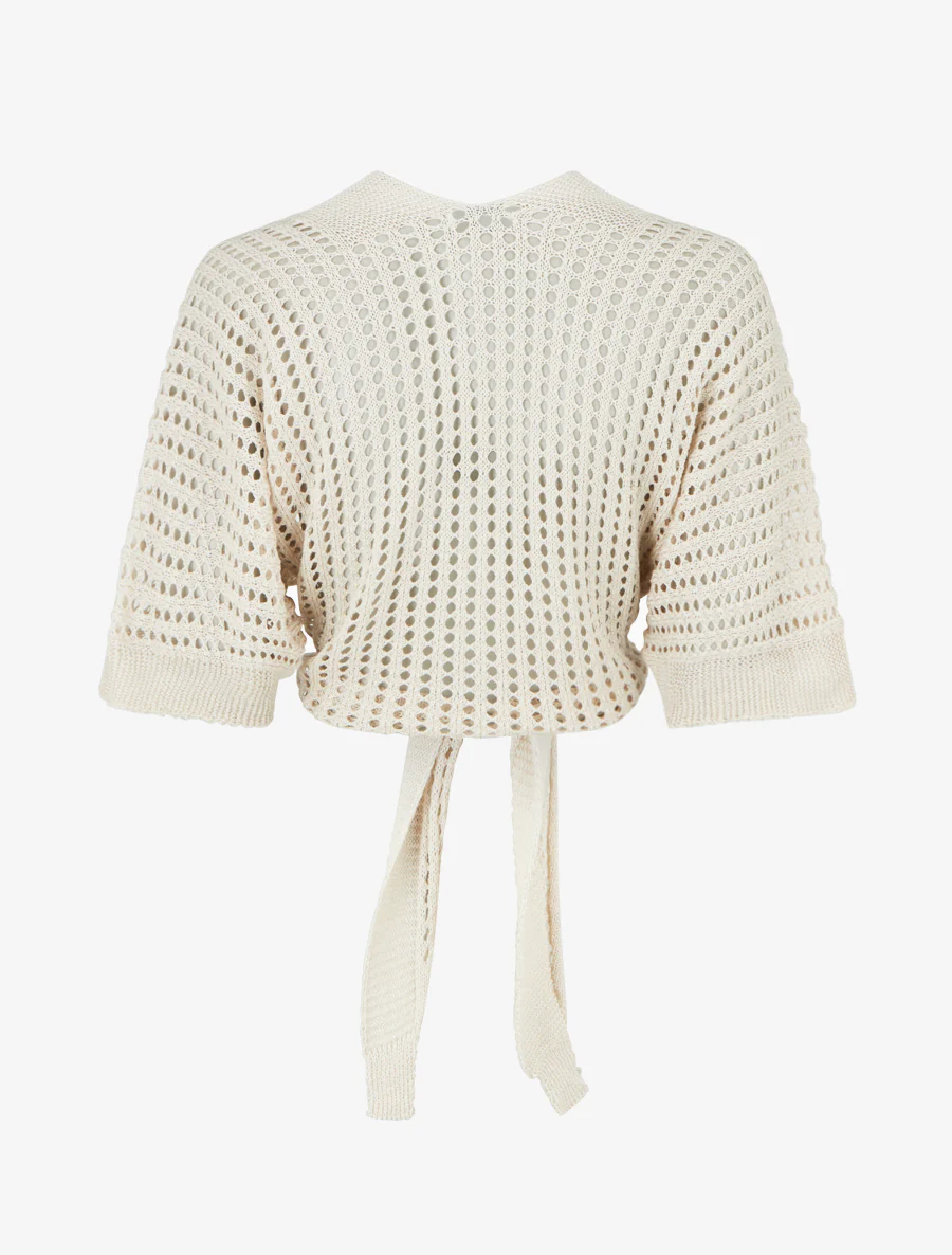 Gilet ajouré à nouer - Beige - Image 2