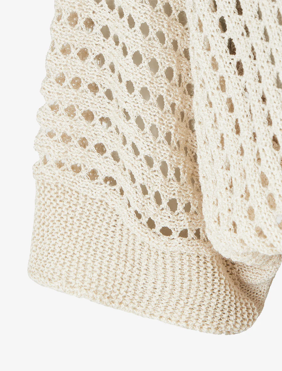 Gilet ajouré à nouer - Beige - Image 3