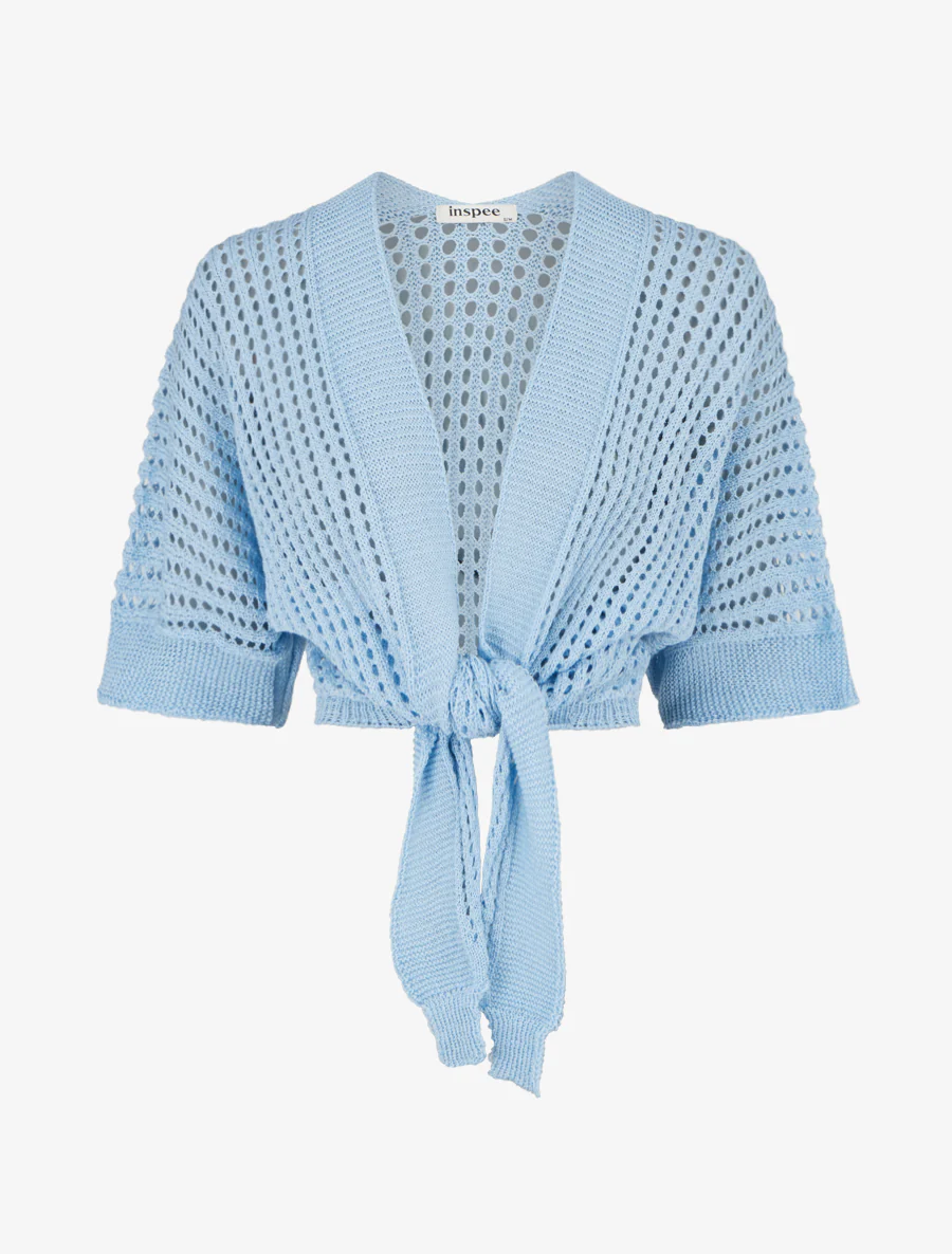 Gilet ajouré à nouer - Bleu
