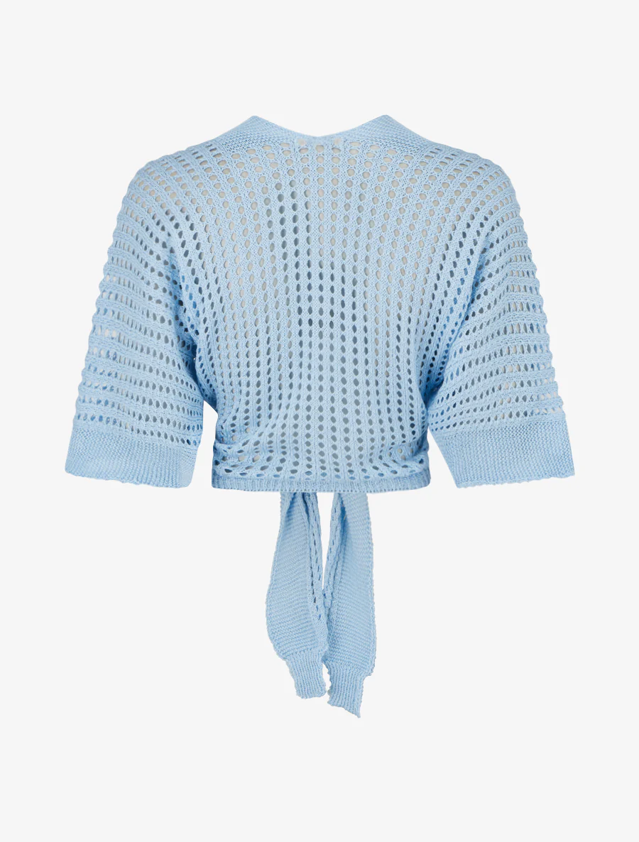 Gilet ajouré à nouer - Bleu - Image 2