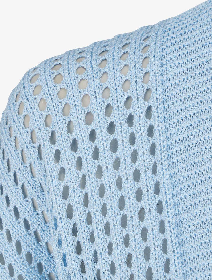 Gilet ajouré à nouer - Bleu - Image 3