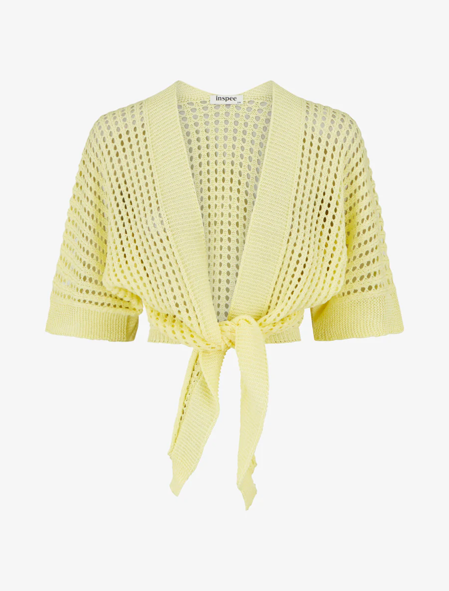 Gilet ajouré à nouer - Jaune