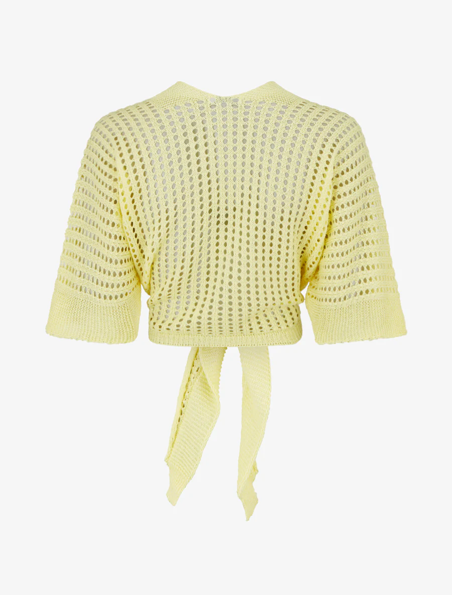 Gilet ajouré à nouer - Jaune - Image 2
