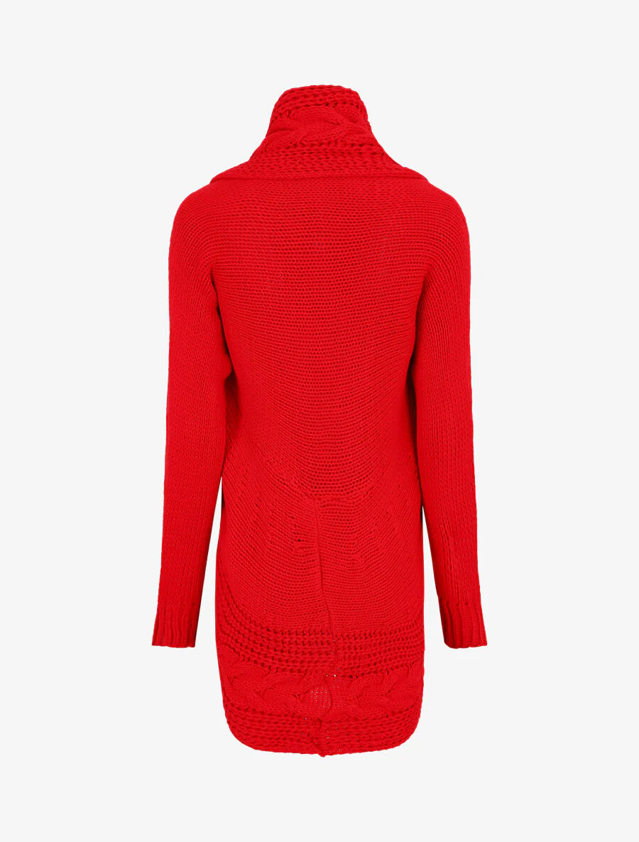 Gilet ample à col châle - Rouge - Image 2