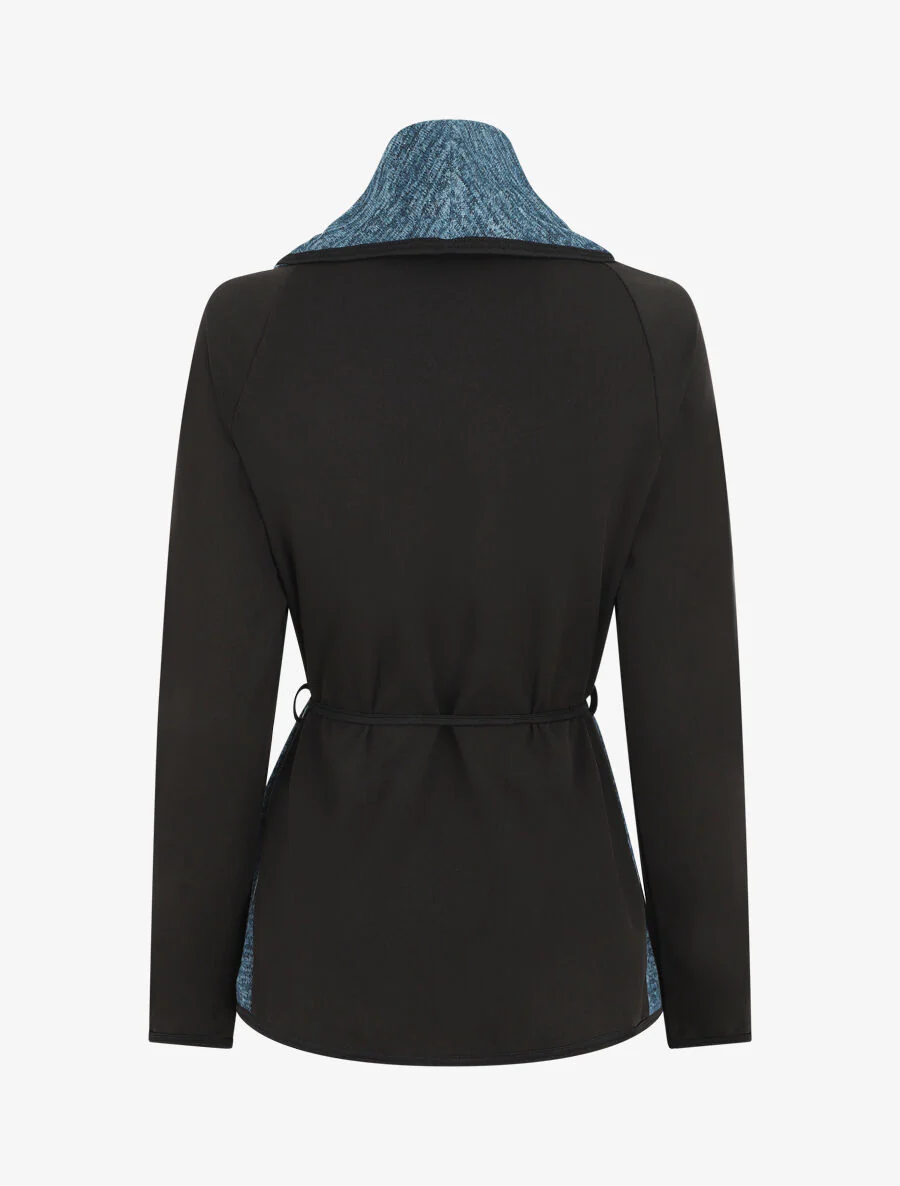 Gilet bi-matière col châle - Bleu - Image 2