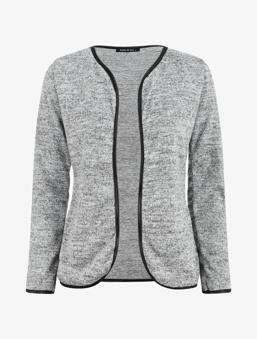Gilet chiné à liseré texturé - Gris