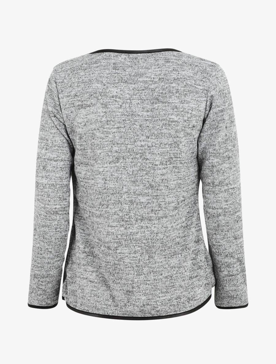 Gilet chiné à liseré texturé - Gris - Image 2