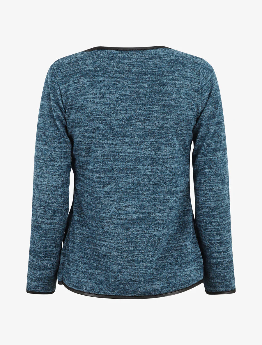 Gilet chiné à liseré texturé - Bleu canard - Image 2