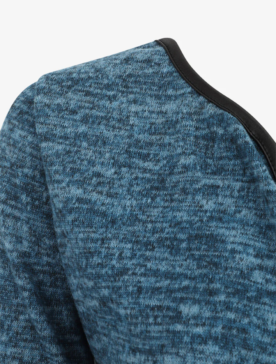 Gilet chiné à liseré texturé - Bleu canard - Image 3