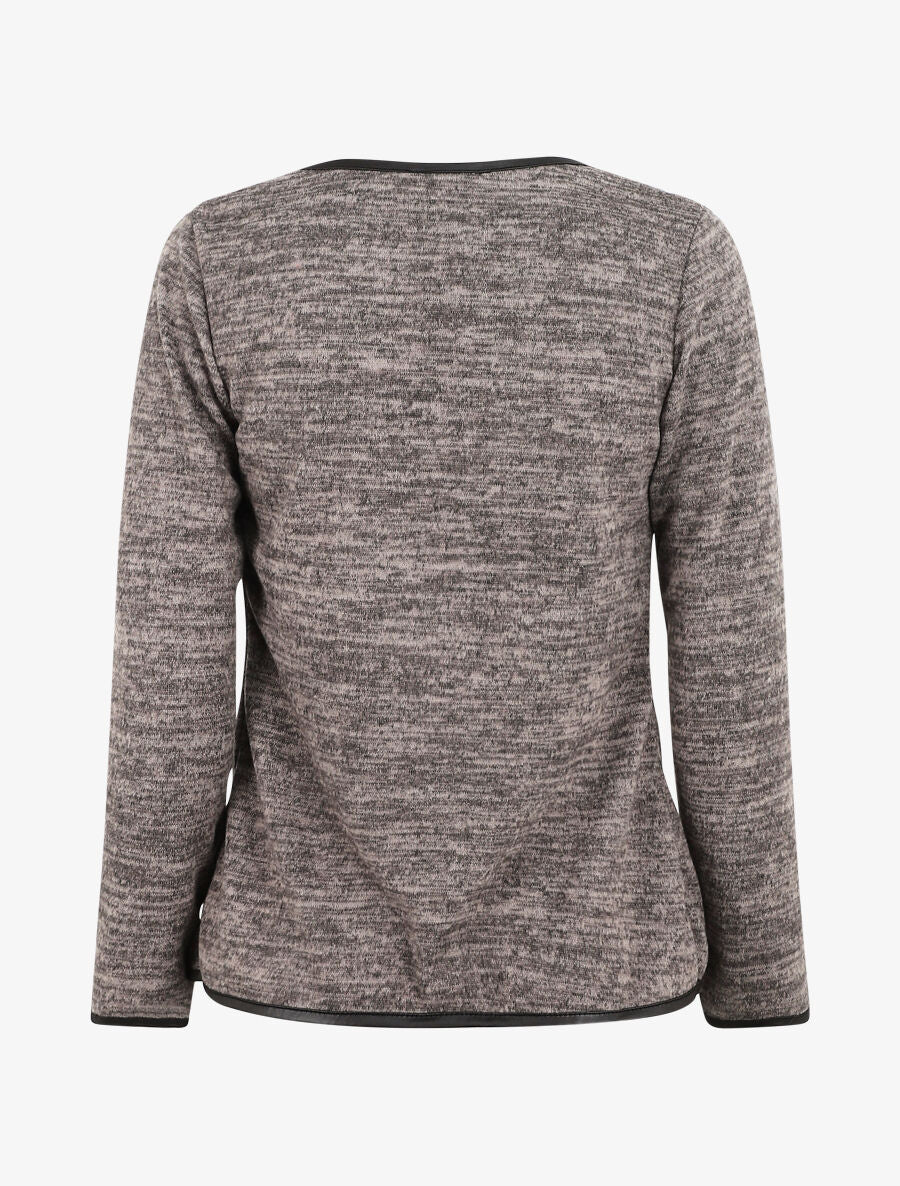 Gilet chiné à liseré texturé - Taupe - Image 2