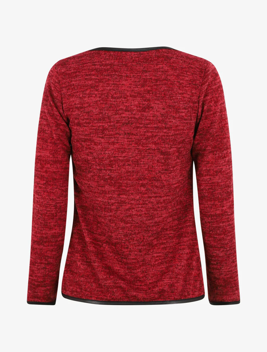 Gilet chiné à liseré texturé - Rouge - Image 2