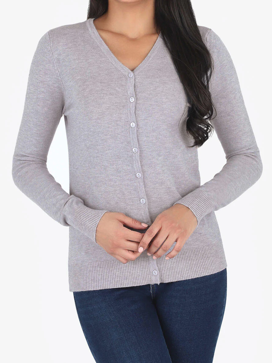 Gilet classique col V - Gris - Image 4