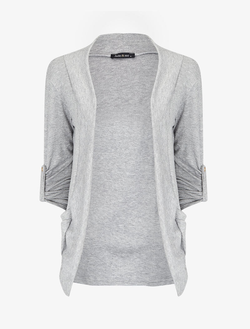 Gilet col châle - Gris chiné