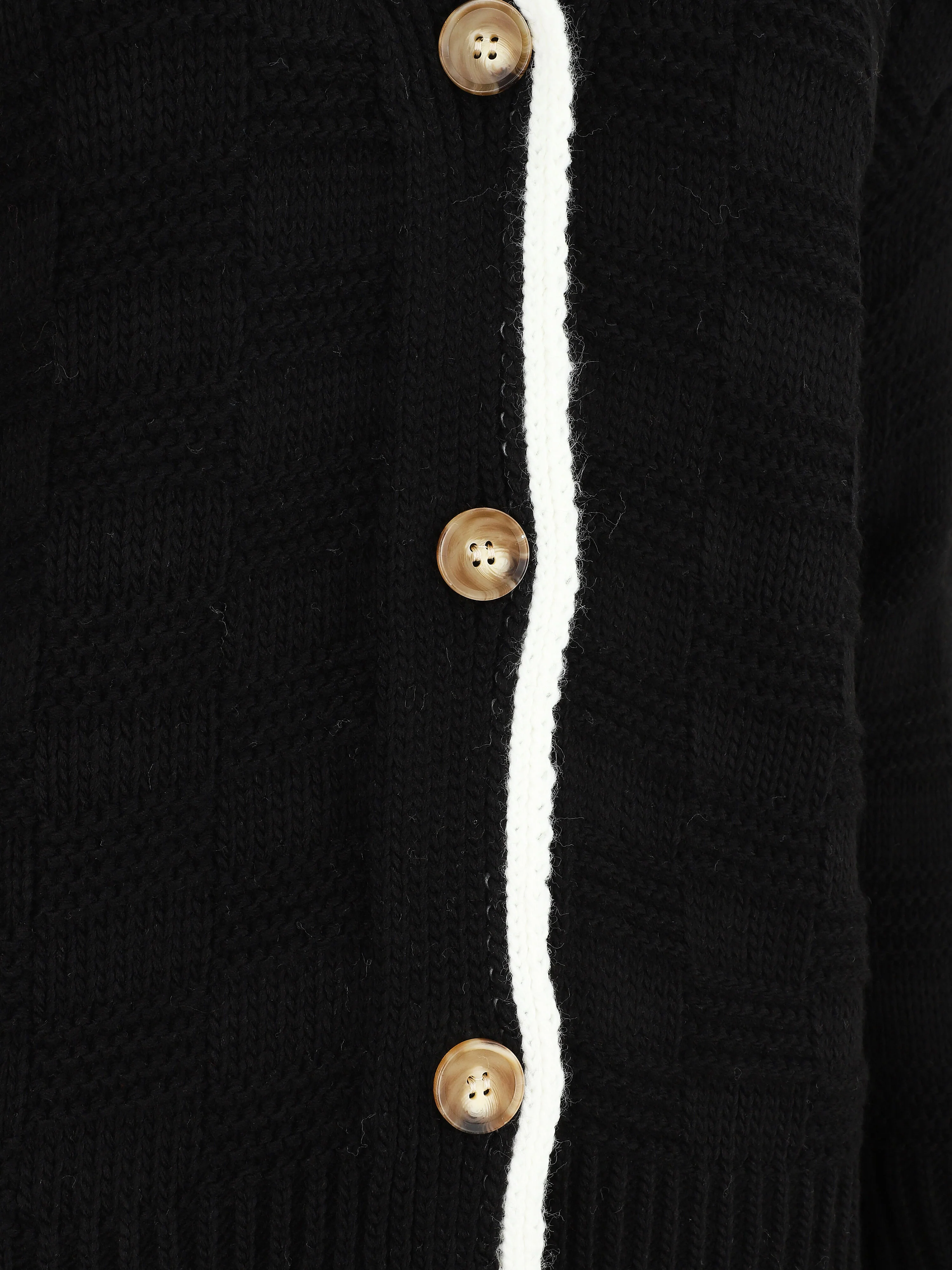Gilet col V en maille stylisée - Noir - Image 3