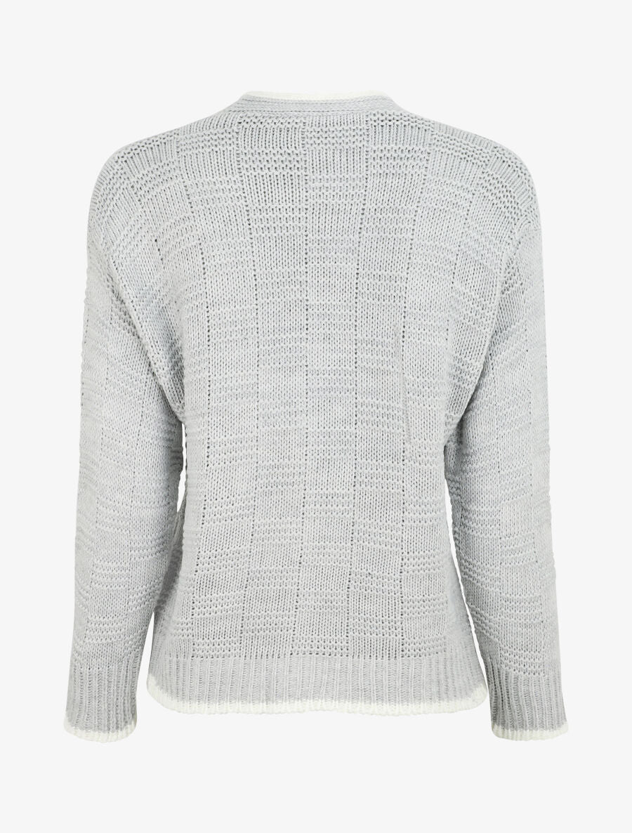 Gilet col V en maille stylisée - Gris clair - Image 2