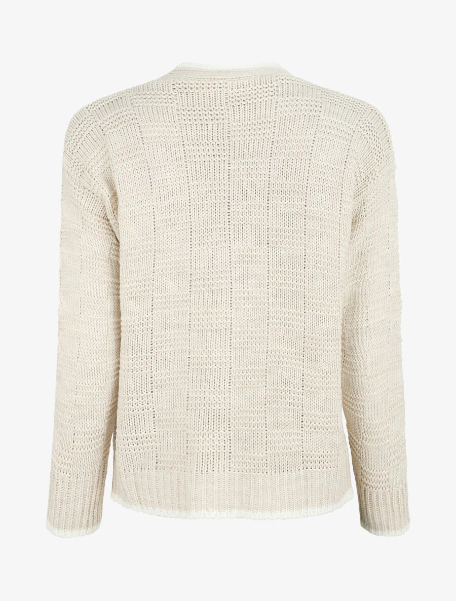 Gilet col V en maille stylisée - Beige - Image 2