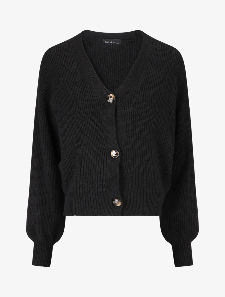 Gilet côtelé à col V - Noir