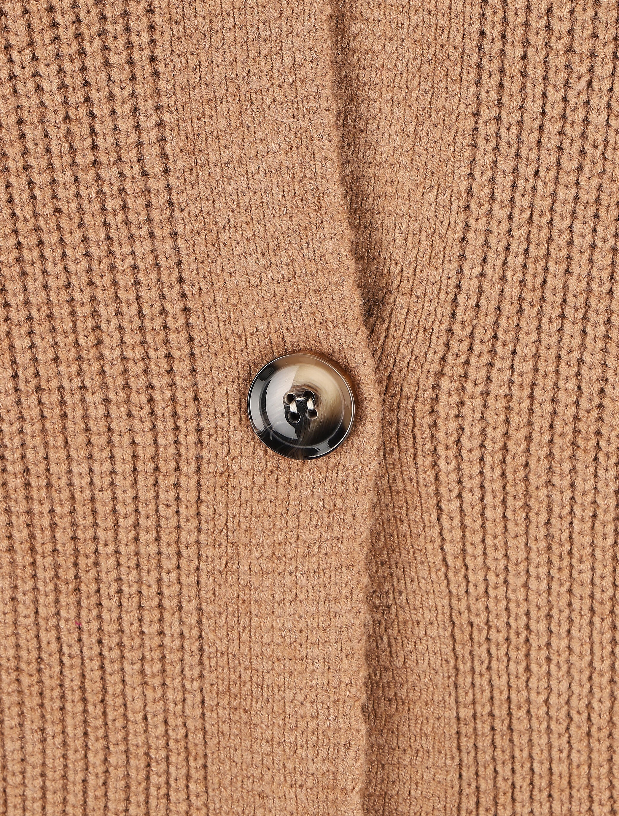 Gilet côtelé à col V - Camel - Image 3