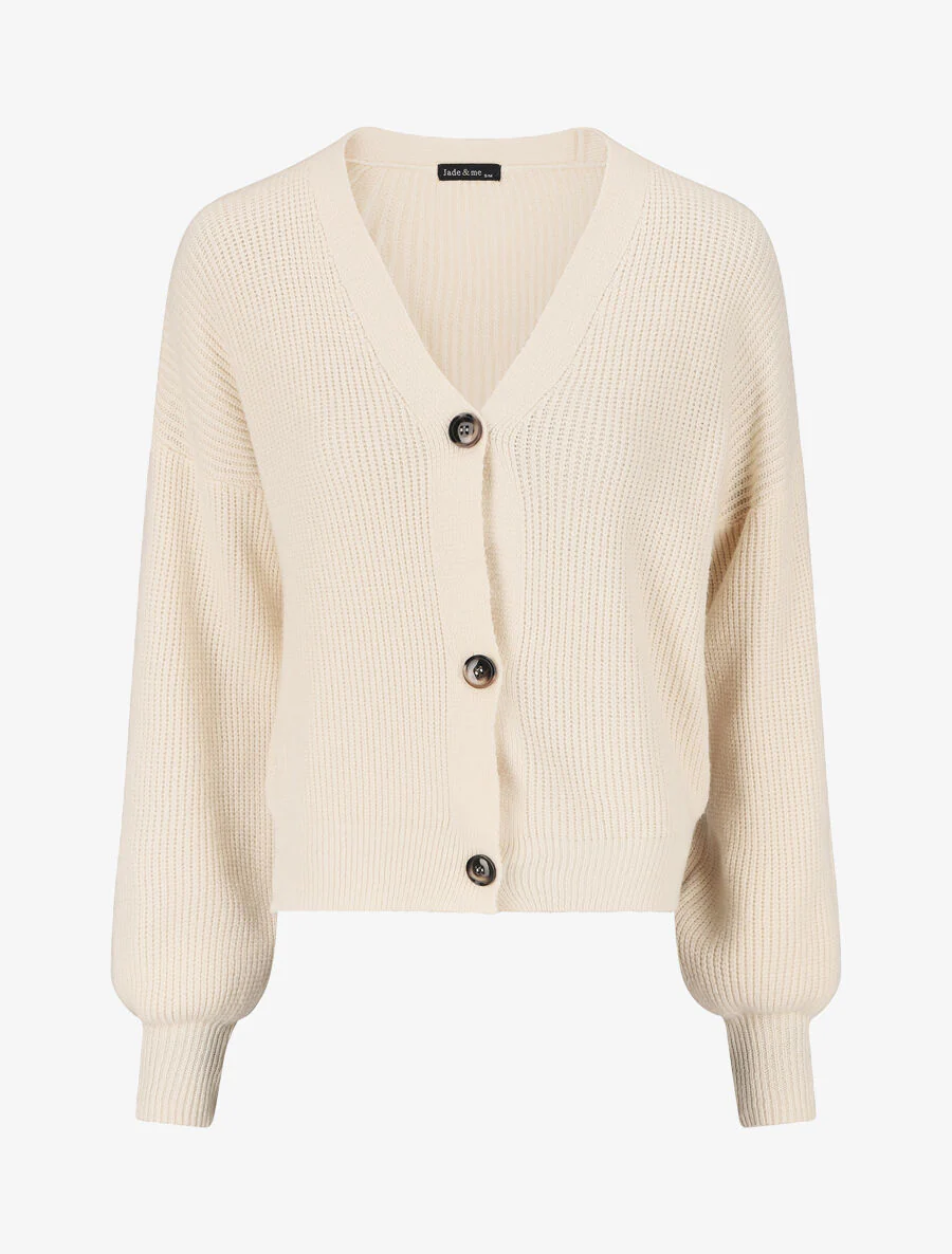 Gilet côtelé à col V - Beige
