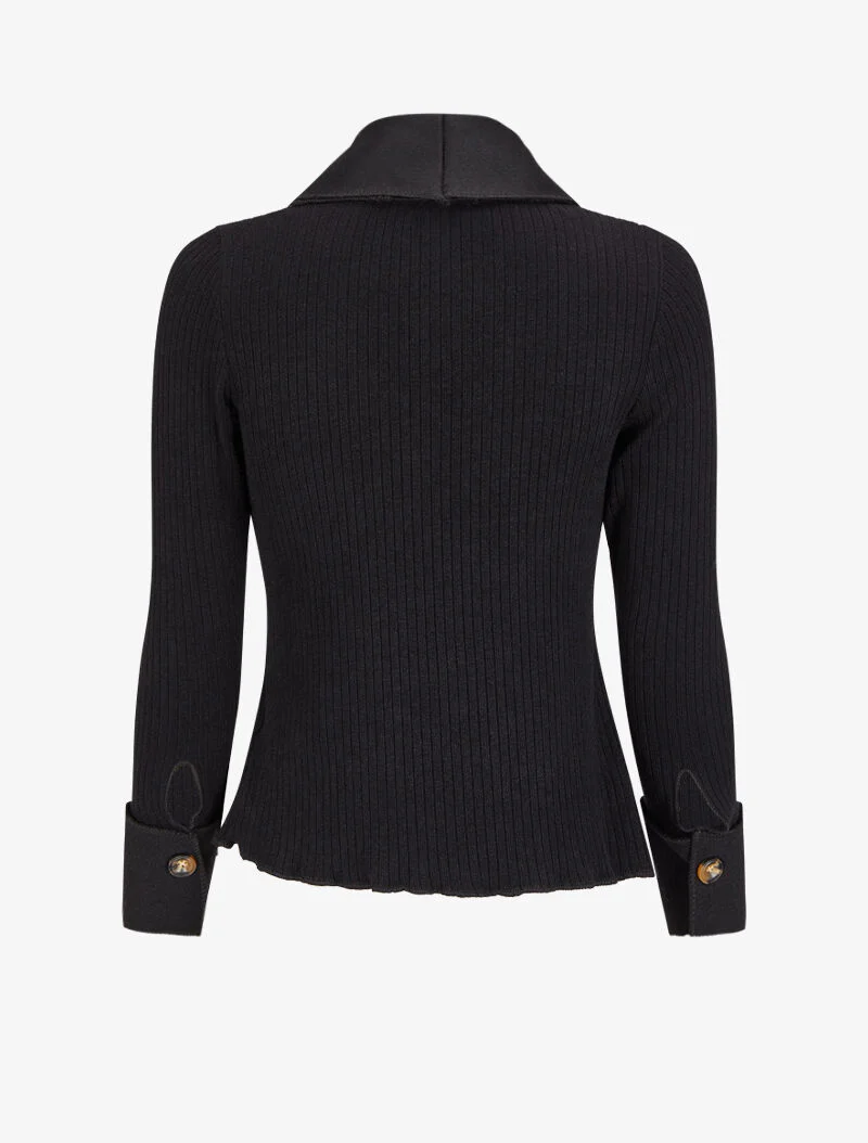 Gilet côtelé à pans asymétriques - Noir - Image 2
