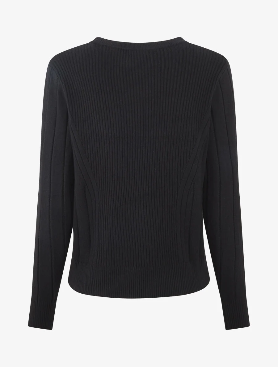 Gilet côtelé ajusté à zip - Noir - Image 2