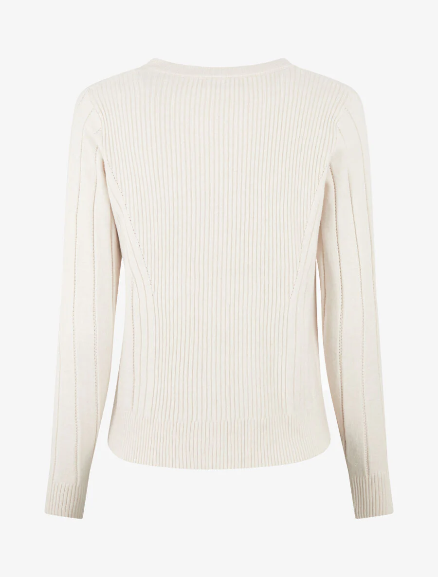 Gilet côtelé ajusté à zip - Crème - Image 2
