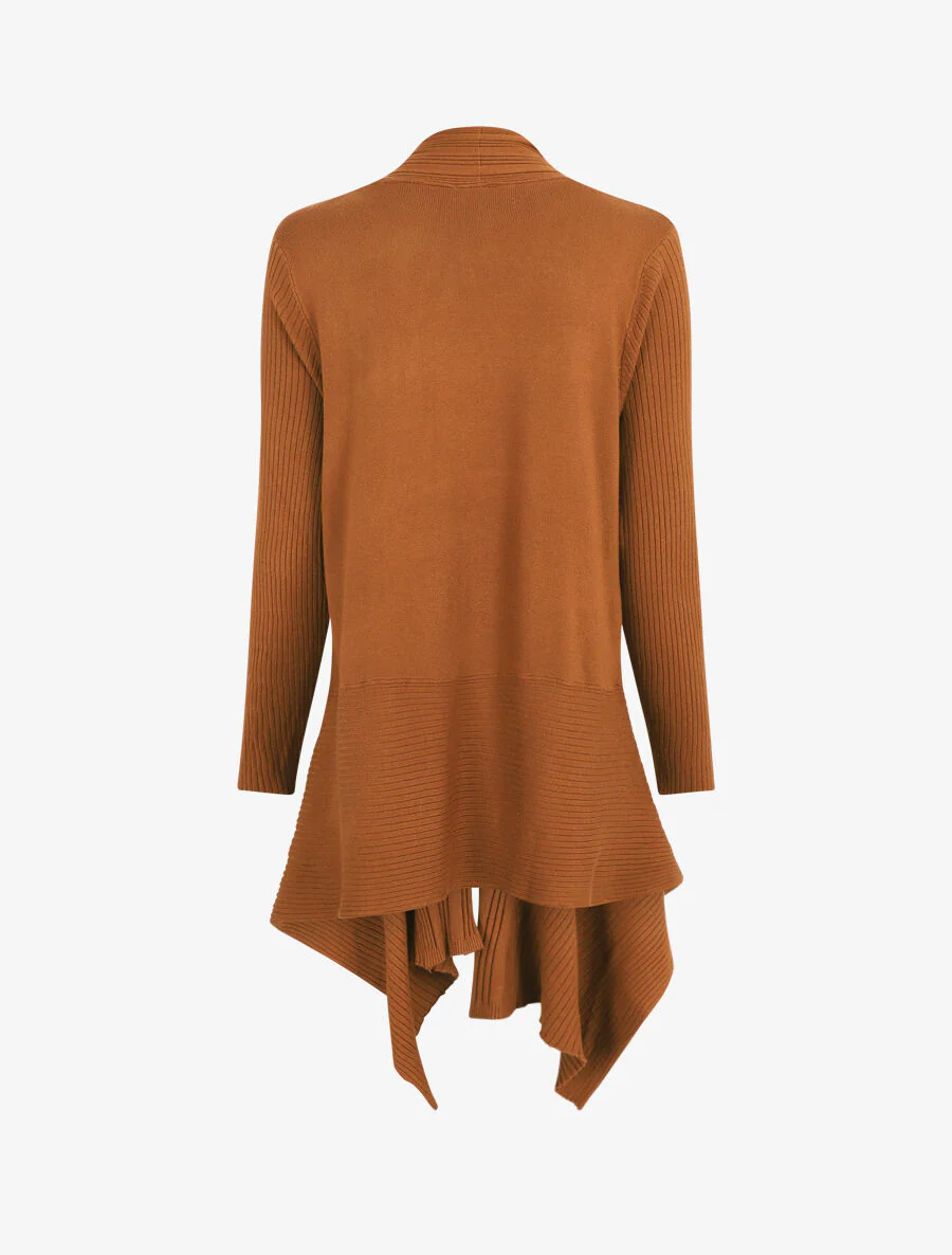 Gilet côtelé asymétrique - Camel - Image 3
