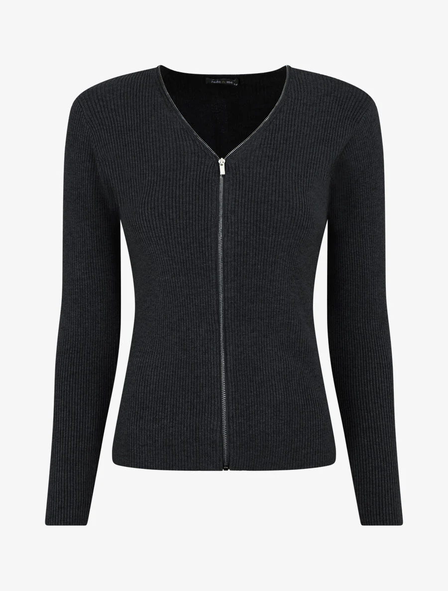 Gilet côtélé zippé - Noir