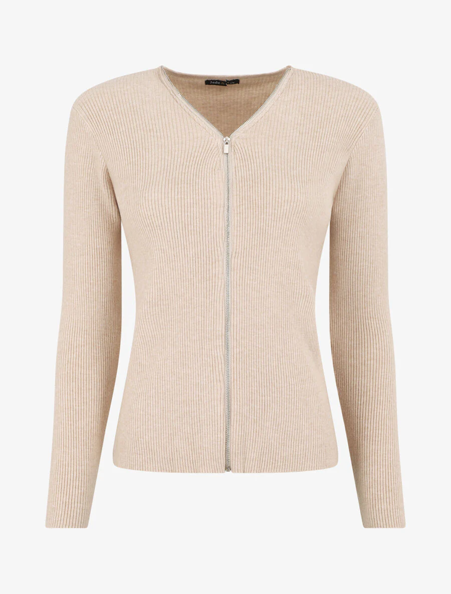 Gilet côtélé zippé - Beige