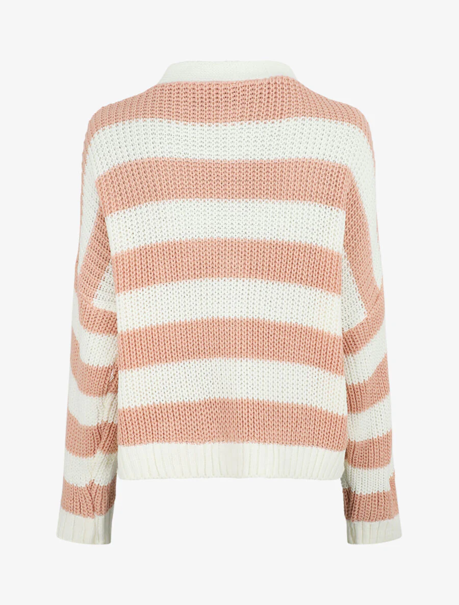Gilet court à rayures - Rose - Image 2