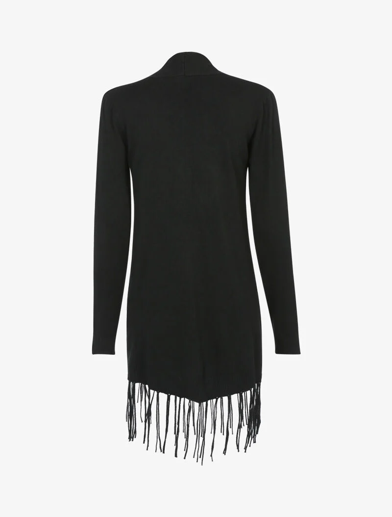 Gilet doux à bords frangés - noir - Image 2