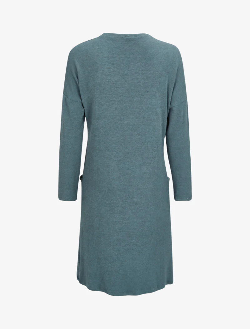 Gilet doux et long à poches plaquées - Bleu gris - Image 2