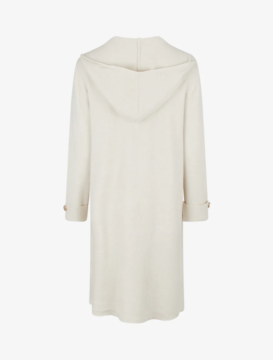 Gilet droit long à capuche - Beige clair - Image 2