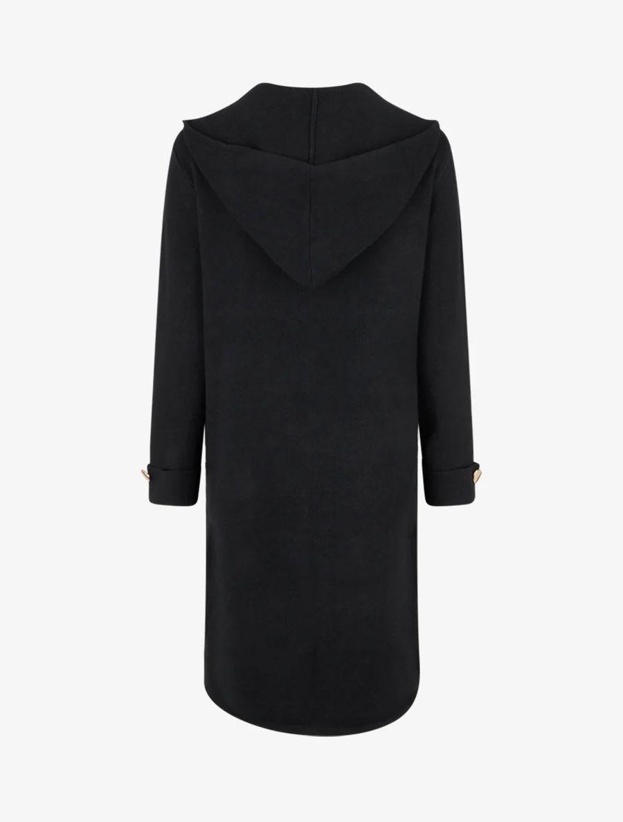 Gilet droit long à capuche - Noir - Image 2