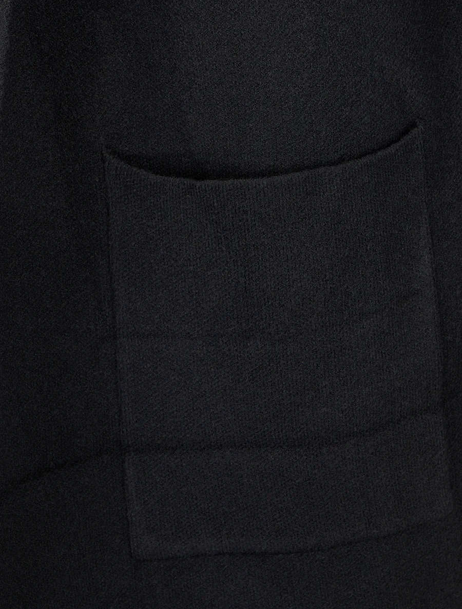 Gilet droit long à capuche - Noir - Image 3