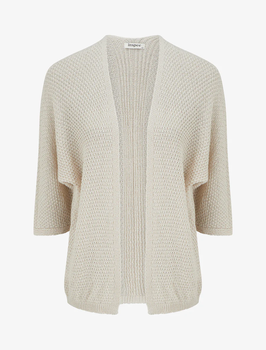 Gilet droit ouvert en maille - Beige